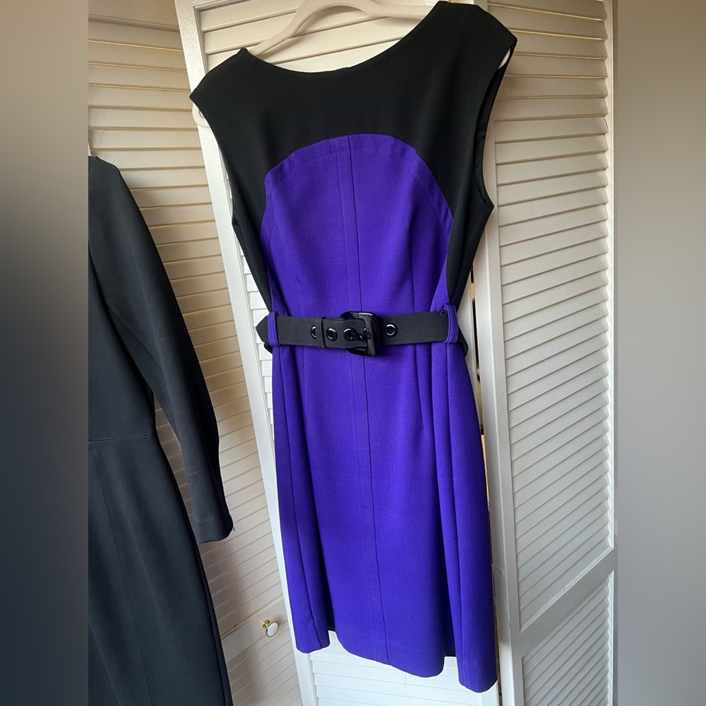 Milly Colorblock Purple Black Sheath Dress